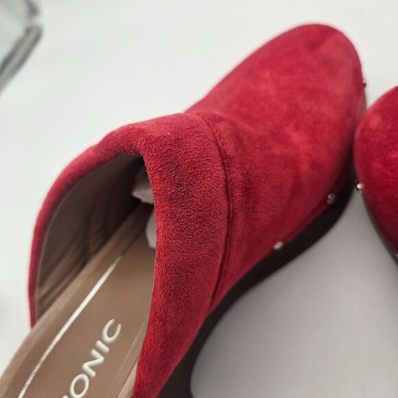 Vionic Kacie Red Suede Clogs Mules Slip On Womens Sz 7 NEW READ - Picture 9 of 11